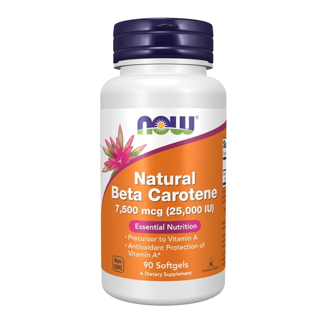 Suplemento Natural de Betacaroteno Now Foods 90 Cápsulas Blandas