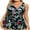 Black Floral, variant on Chama Women's Plus Size Cute Swimdress Bathing Suits V Neck Ruched One Piece Swimsuits