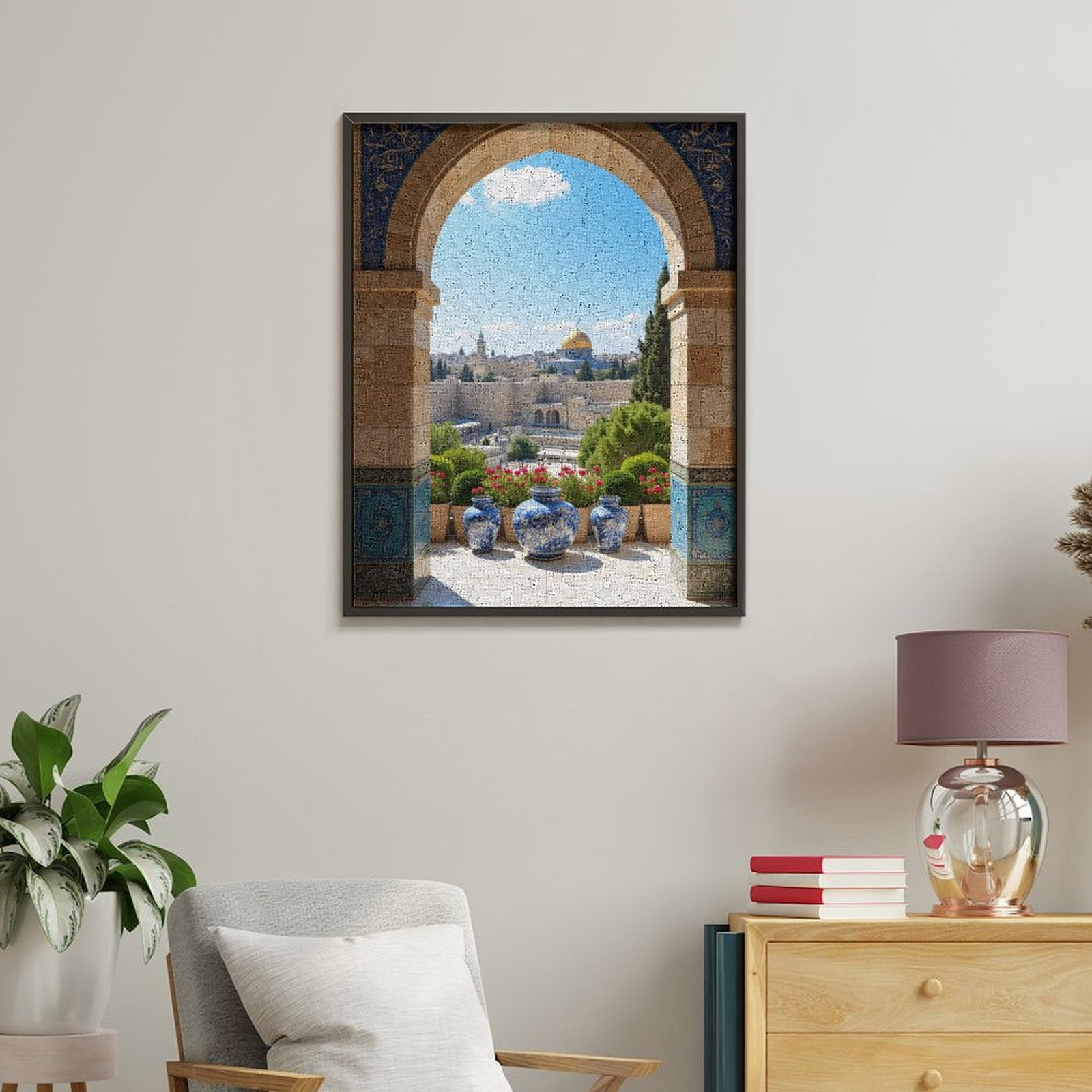 Paint By Numbers Kit for Adults Beginner - Golden Dome City View Archway DIY Canvas Painting Kits for Adults, Frameless Paint By Number for Adults for Home Wall Decor 16x20 Inch