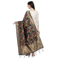 thumbnail image 2 of AlchemicLiving Women Nile Blue Printed Embroidered Woven Banarasi Silk Zari Premium Dupatta with Thread Work n Tassels- Elegant Chunni for Women and Girls - Size: 1M x 2.5M, 2 of 2