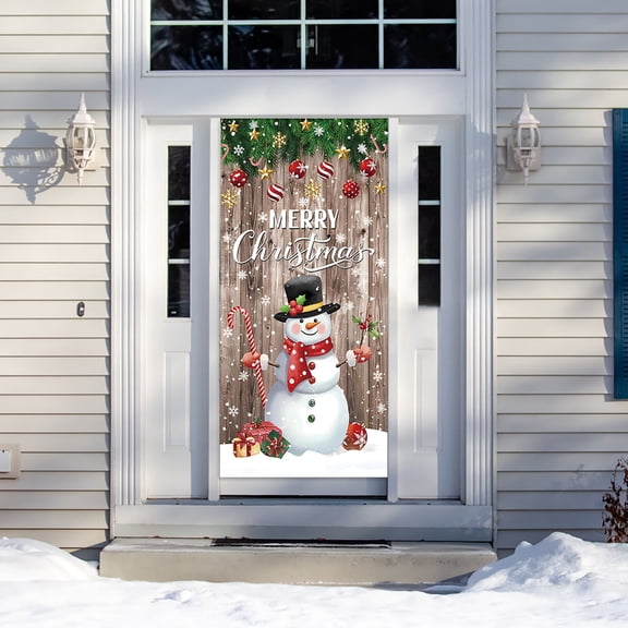 Deeceymbur Christmas Door Curtain Decoration High Definition Print Door Cover Holiday Scene Background Decor Waterproof Polyester Fabric for Xmas Party