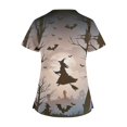 thumbnail image 3 of Tops Cortos para las Mujeres, Halloween Impreso en Cuello en V con Bolsillo, Moda Casual Manga Corta, 3 of 5