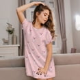 thumbnail image 3 of Picia Pig Polka Dot Pattern Women’s Nightdress – Casual Short-sleeved Loose-Fit Sleepwear, Soft Cotton Short-Sleeve Sleep Shirt for Relaxation & Comfort, 3 of 6