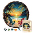 thumbnail image 1 of Puzle de madera Jigfoxy Sunset Beach de 17,3 x 17,2 pulgadas, 545 piezas, 1 of 7
