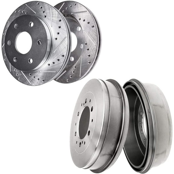 Detroit Axle - 6-Lug Brake Rotors Brake Drums for Toyota Tundra 2003-2006, Front Drilled Slotted Brake Rotors Rear Brakes Drums 2004 2005 Replacement