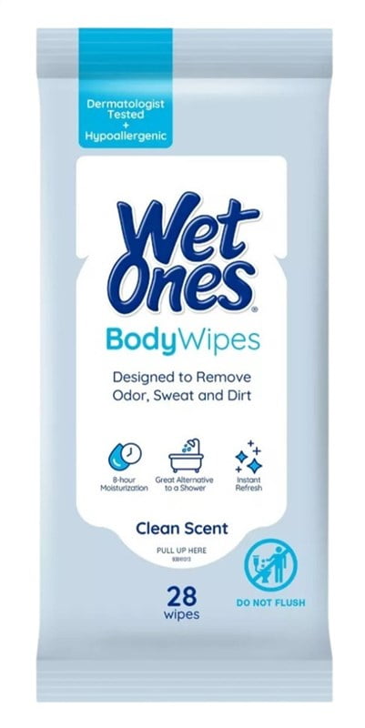 (6 pack) Wet Ones Body Wipes Clean Scent 28 Count, 1 Ea