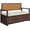 Grey Rattan White Cushion, variant on Outdoor Storage Bench with Cushion, PE Rattan Patio Bench with Backrest, Armrests and Metal Frame, Waterproof Deck Box Seat for Porch, Backyard & Poolside, Dark Brown