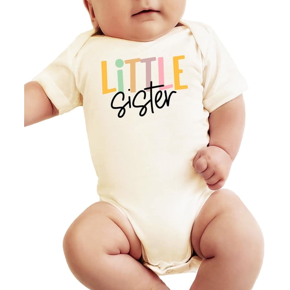 Little Sister Baby Bodysuit for Girls Trendy Matching Sibling Baby One-Piece Natural Bodysuit Newborn