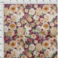 thumbnail image 3 of oneOone Organic Cotton Poplin Twill Fabric Watercolor Leaves & Peony Floral Print Fabric By The Yard 42 Inch Wide, 3 of 4