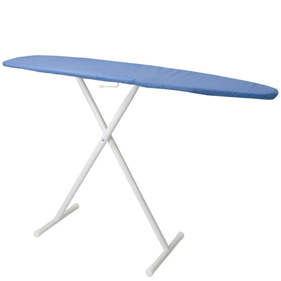 Hospitality 1 Source IBTACDSF02 Full Size Ironing Board w/ Blue Cotton Cover - 53"L x 14"W x 36"H, White Steel Legs- Case of 4
