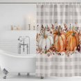 thumbnail image 2 of Orange Pumpkin Shower Curtain Set - 72" x 78" Washable Bathtub Curtain with 12 Hooks, Thanksgiving Fall Leaves Botanical Plaid Waterproof Fabric Stall Shower Curtains for Bathroom/Bathtub Décor, 2 of 6