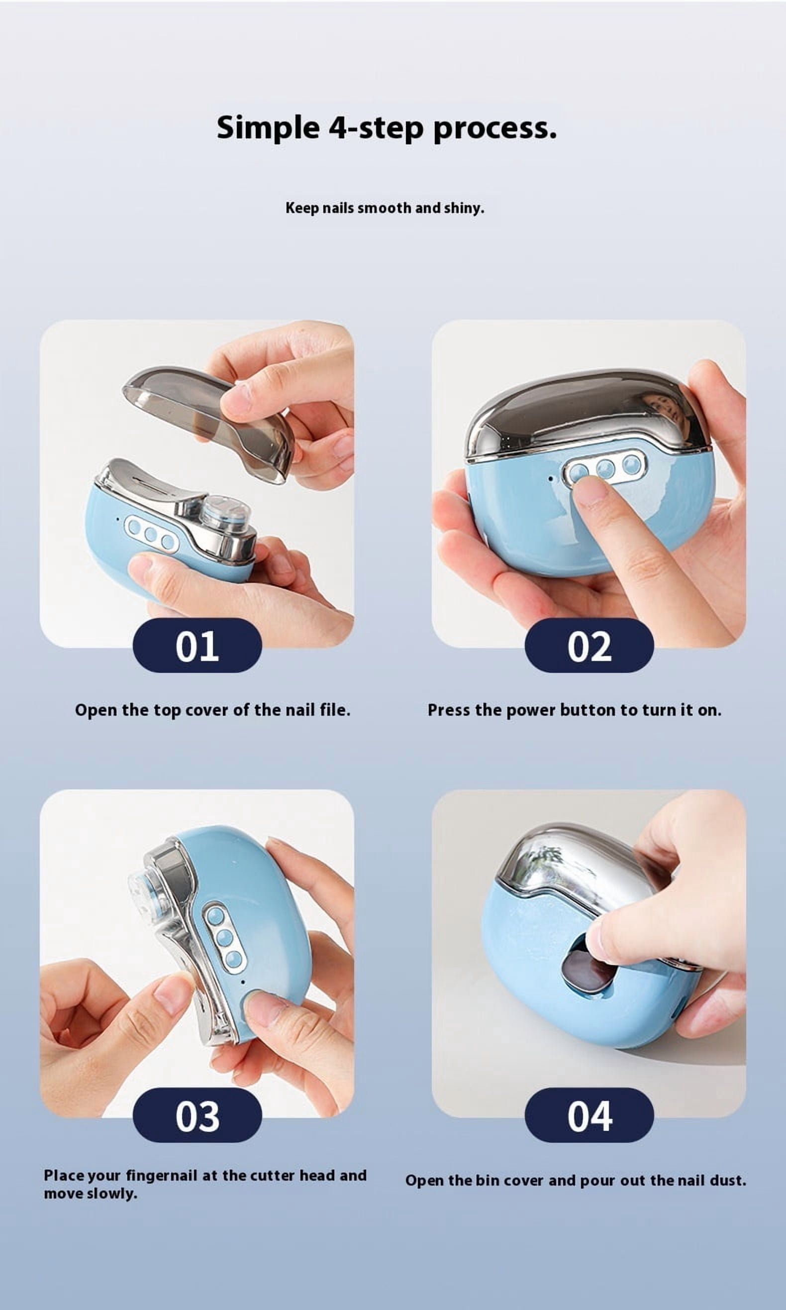 Upgraded 4-in-1 Electric Nail Clipper with Collector & LED Light, Automatic Electric Fingernail Clippers for Women Man, Nail File Toenail Trimmer for Baby Kids Adults Senior