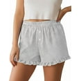 thumbnail image 4 of PRETTYGARDEN Womens Boxer Shorts Y2K Ruffle Shorts Summer Spring Lounge Striped Casual Beach Bottoms Pockets, 4 of 9