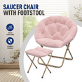 thumbnail image 3 of Bezt Fuzzy Foldable Faux Fur Saucer Chair with Metal Frame, Cozy Oversized Padded Moon Chair, Pink, 3 of 4