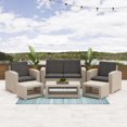 thumbnail image 1 of CorLiving Adelaide 6pc Rust Proof Resin Wicker Outdoor Conversation Set with Chairs, Loveseat, Ottomans, and Table, 1 of 9