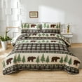 thumbnail image 3 of Green Essen Rustic Quilt Sets Queen/Full Size Lodge Bedding Set Reversible Microfiber Moose Bear Bedspread Plaid Coverlet Cabin Decor, 1 Quilt & 2 Pillow Shams, 3 of 6