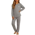 thumbnail image 4 of Cethrio Girls' Pajama Sets Long Sleeve, 2 Piece Soft Fall Winter Girls' Sleepwear Gray Size 12-13T, 4 of 6