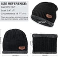 thumbnail image 3 of Conjunto de Invierno 3 Piezas Color Negro con Gorro de Punto Forrado, Bufanda Cuello de Forro Polar y Guantes Táctiles Antideslizantes para Hombre y Mujer, 3 of 8