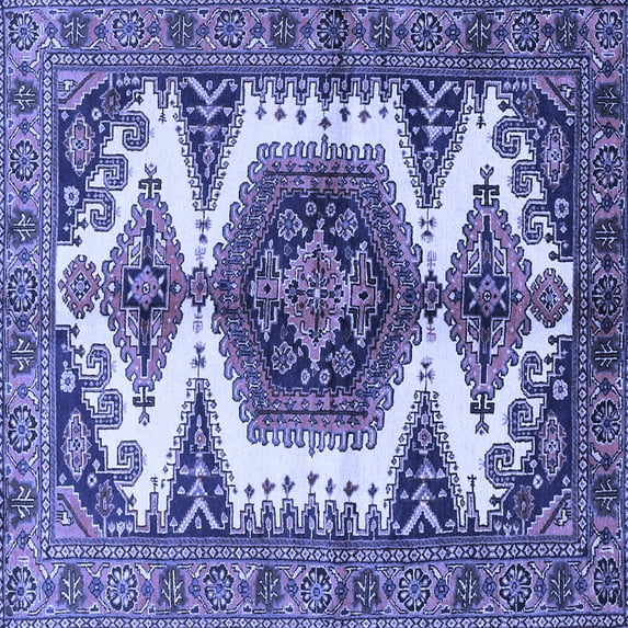 Ahgly Company Machine Washable Indoor Square Persian Blue Traditional Area Rugs, 6' Square