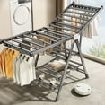 thumbnail image 6 of Susuzi Clothes Drying Rack, Heavy Duty Foldable Laundry Rack, Laundry Clothing Drying Hanger with Adjustable Wings, Space Saving Clothes Garment Dryer, Gray, 6 of 7
