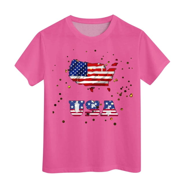 TZEWGL Tops For Newborn Short Sleeved Independence Day Printed Crewneck Blouse For Newborns size 3-4T