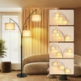 thumbnail image 1 of OUTON 80" Mordern Floor Lamp, 3 Light Arc Standing Lamp with Linen Lamp Shade for Living Room, Bedroom, 3 Bulbs Includes(Black), 1 of 10