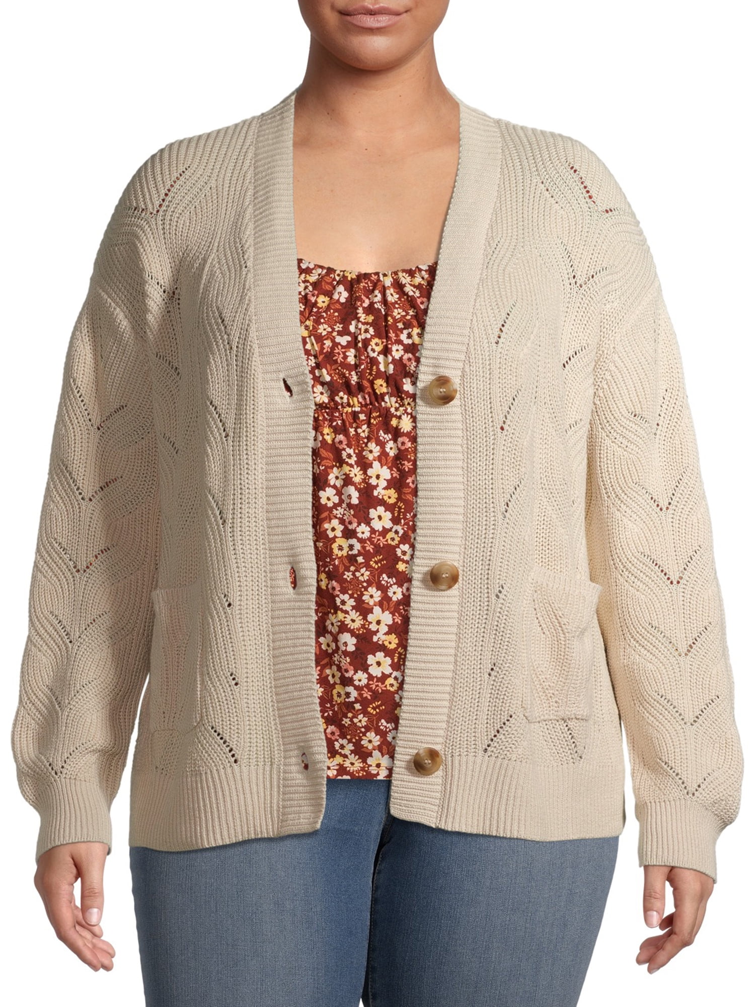 plus size button front cardigan