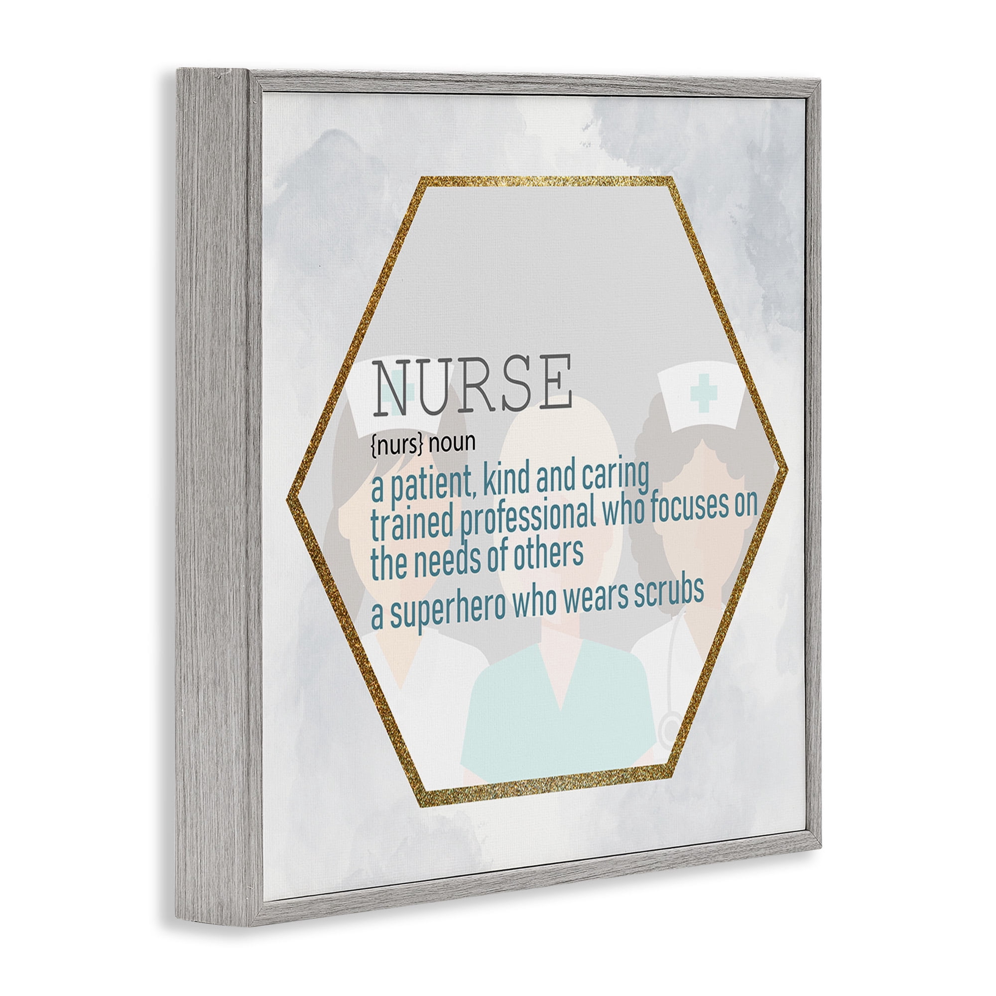 Stupell Industries Nurse Professional Definition Typography Painting Gray Framed Art Print Wall Art, 12 x 12