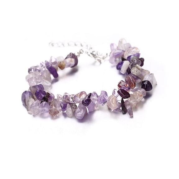 Nvzi -b Handmade Beaded Bracelet, Suitable for Men and Women, Double layered Natural Stone Crystal Bracelet (Purple)