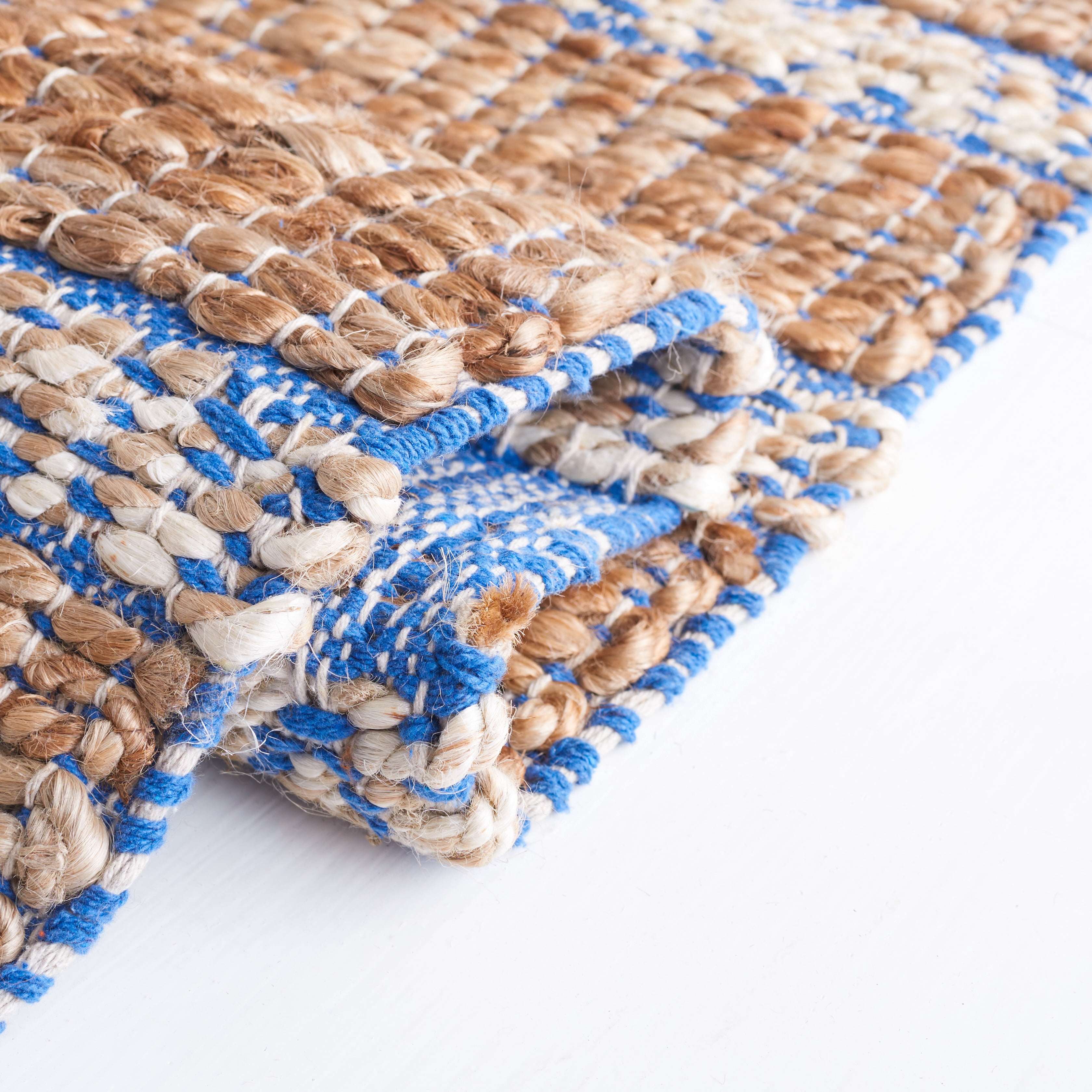 SAFAVIEH Natural Fiber Jack Striped Area Rug, Blue/Natural, 10' x 14'