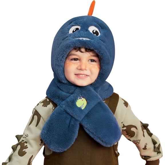 Winter Fuzzy Hat for Kids Cartoon Hooded Scarf Toddler Boys and Girls