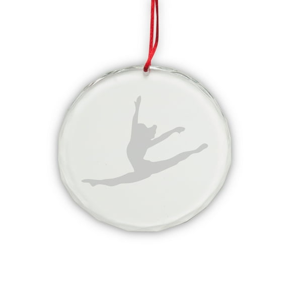 Gymnast Split Round Crystal Deep Etched Ornament