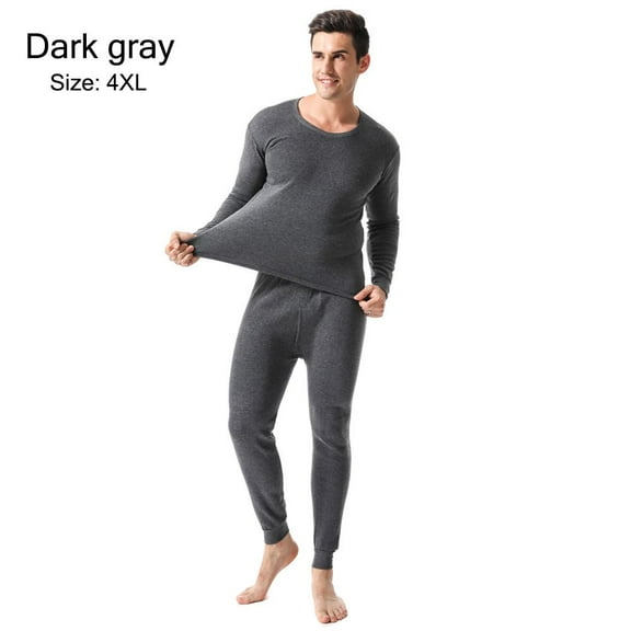 Cold Weather Ultra Soft Fleece Lined Winter Men's Thermal Underwear Set Thermal Underwear for Men Top & Bottom Set Men's Long Johns Set DARK GRAY 4XL