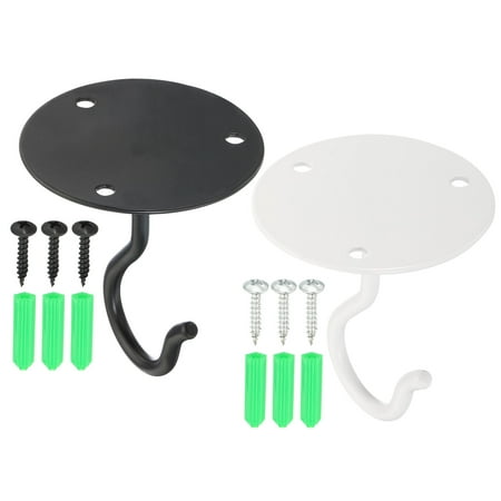 

Uxcell 2.5 x 2.8 Ceiling Hook Wall Mounted Hanger Hooks 2 Pack Black White