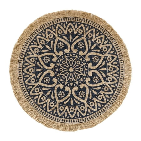 

FAIOIN Mandala Round Placemat Boho Woven Macrame Tassels Table Mat Cup Plate Coaster