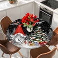 thumbnail image 2 of Black Red Christmas Fitted Tablecloth with Elastic Edged, Round Table Cloth for Dining Table, Gnomes Xmas Tree Snowflake Winter Gifts Waterproof Oil Proof Table Cover for Indoor Outdoor 55"-60", 2 of 9