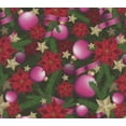 thumbnail image 3 of Mook Fabrics Christmas Pink Ornaments and Ribbons Poinsettias 100% Cotton Fabric By the yard, 3 of 3