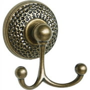 Baldwin Double Towel Hook, Antique Brass