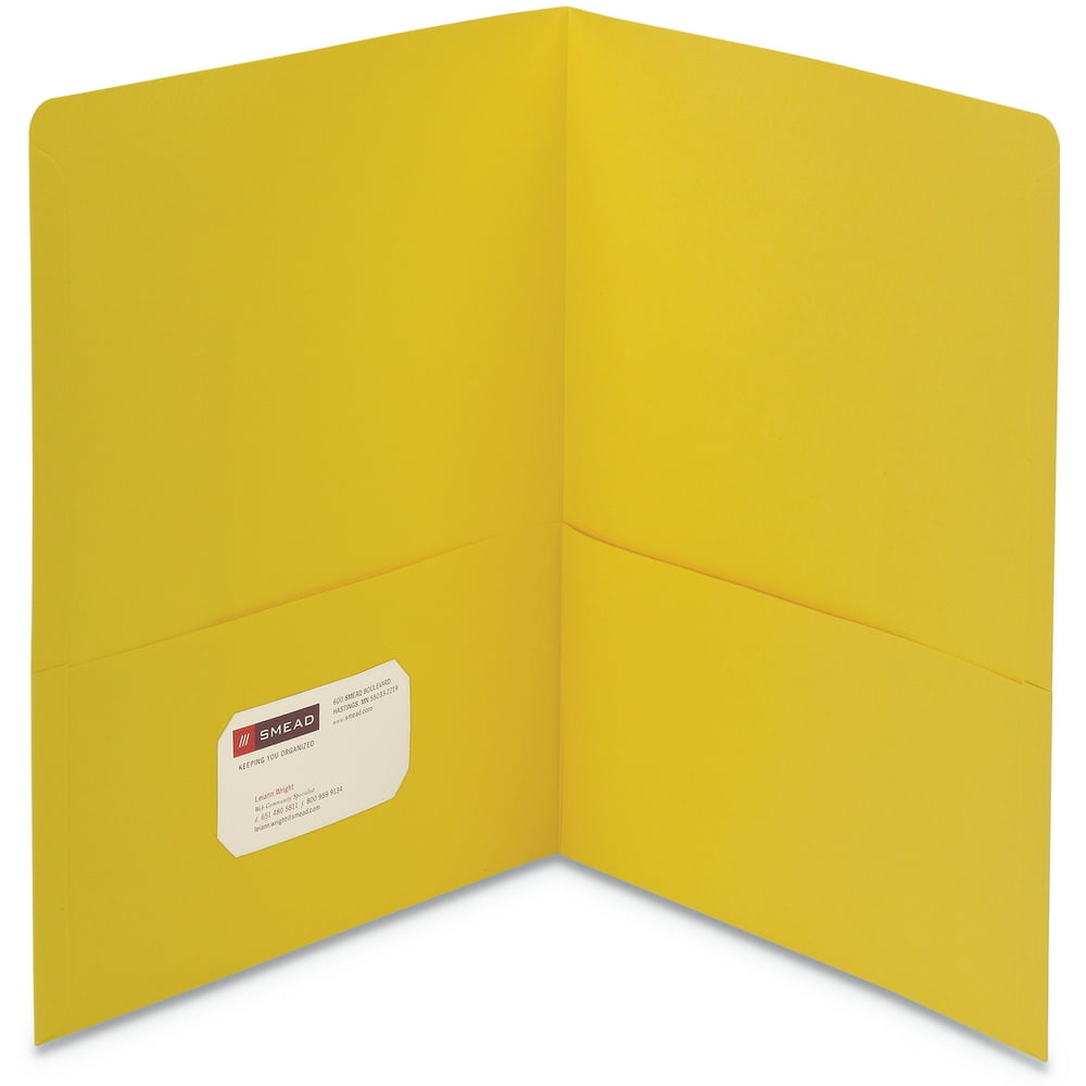 Smead TwoPocket Folder, Textured Paper, Yellow, 25/Box SMD87862