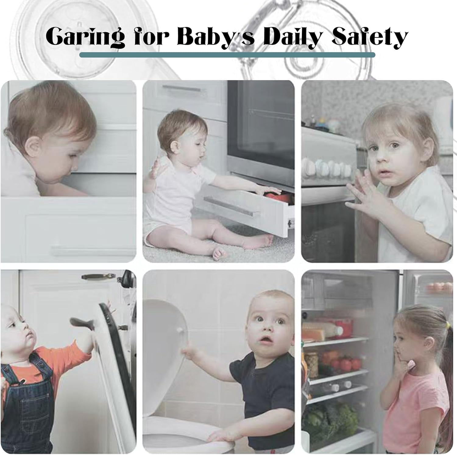 ABCISI 20pcs Cabinet Locks Baby Proofing Clear Child Safety Cabinet Locks Drawer Locks ABS and PE Materials Child Locks For Cabinet, Drawers, Refrigerator (10pcs 5.9in+10pcs 3.78in)