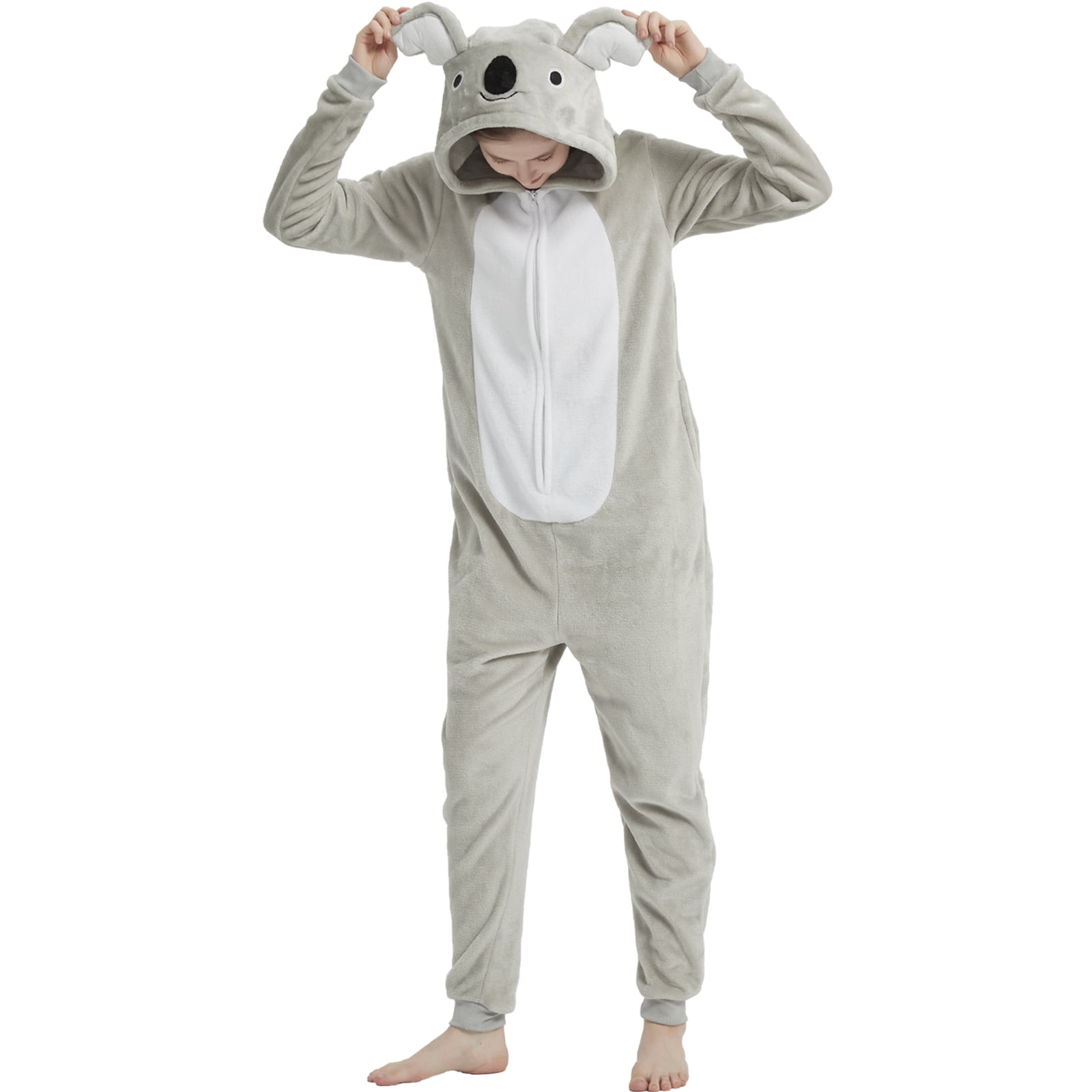 SWEETXIN Adult Halloween One-Piece Pajamas Koala Cosplay Costume Suit for Women and Men SizeXL