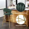 thumbnail image 4 of Farini Counter Height Bar Stool Set of 2, Mid-Century Upholstered Barstool with Backrest and Metal Frame, Green, 4 of 6