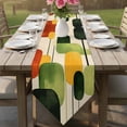 thumbnail image 6 of Green Abstract Table Runner Linen Burlap Table Runner 72 Inches Long Geometric Simple Lines Vintage Art Dresser Scarves for Kitchen Island Coffee Dining Party Wedding Banquet Holiday Decor 18"x72", 6 of 8