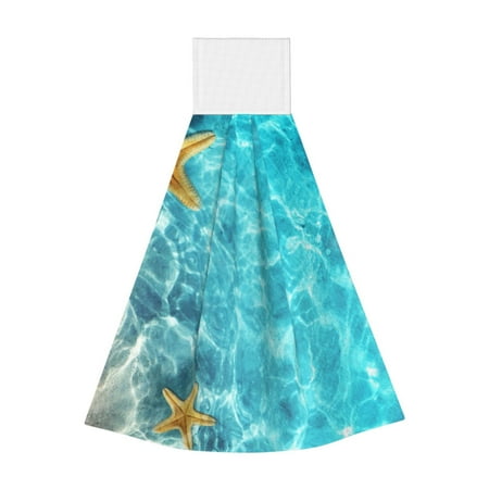 

Horeoi Coral And Seashell On The Beach Print Coral Fleece Microfiber Hanging Hand Towel Absorbent Hand Towel Quick Dry Thicken Cleaning Cloths Wipes Rags for Kitchen & Bathroom
