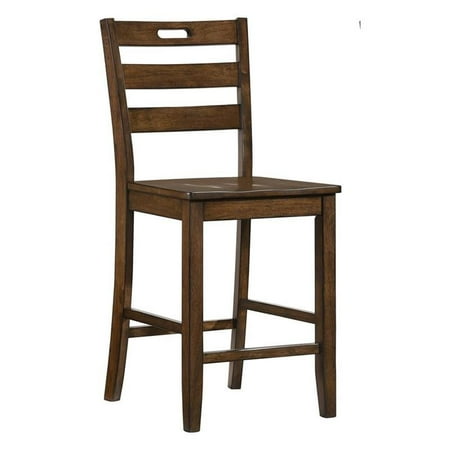 Furniture of America Jolines Wood Counter Height Chair in Oak (Set of 2)