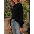 thumbnail image 6 of Arvbitana Women's Casual Knit Sweaters Solid Color Lantern Long Sleeve Pullover Jumper Tops Ladies Loose Knitwear Streetwear Fall Daily Clothes, 6 of 7