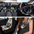 thumbnail image 2 of Jeiento LOVE Paw Print Car Accessories Full Set Auto Seat Covers Floor Mats Steering Wheel Cover Armrest Cover Safety Belt Pad Cup Coasters Keychains 17 Pack Universal Fit for Most Vehicles, 2 of 7