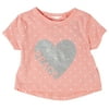 Toddler Girls Peace In My Heart Glitter Short Sleeve Top 3T Pink