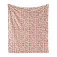 thumbnail image 1 of Floral Soft Flannel Fleece Throw Blanket, Digitally Generated Retro Flower Silhouettes with Stripes, Cozy Plush for Indoor and Outdoor Use, 70" x 90", Salmon Blush, by Ambesonne, 1 of 5