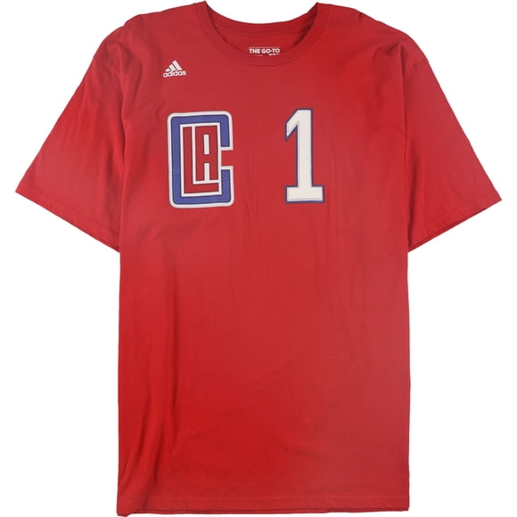 Adidas Mens Los Angeles Clippers Number 1 Graphic T-Shirt red L